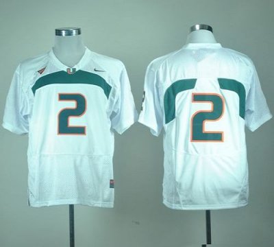 Jerseys Factory Cheap Hurricanes #2 White Embroidered NCAA Jerse