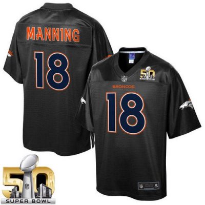 Jerseys Factory Cheap Nike Broncos #18 Peyton Manning Black Supe