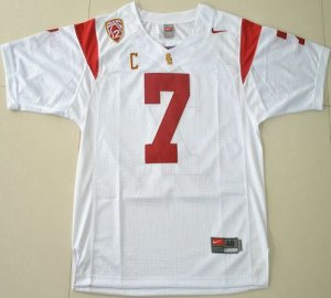 Jerseys Factory Cheap Trojans #7 Matt Barkley White With PAC-12