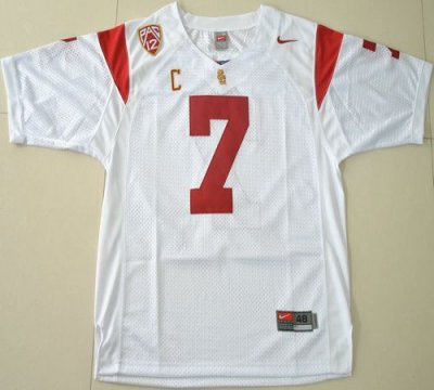 Jerseys Factory Cheap Trojans #7 Matt Barkley White With PAC-12