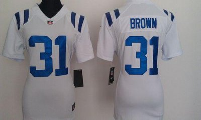 Jerseys Factory Cheap Nike Colts #31 Donald Brown White Women's