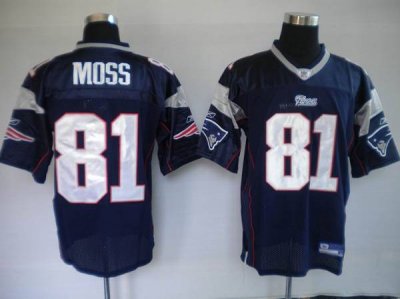 Jerseys Factory Cheap Patriots #81 Randy Moss Dark Blue Stitched