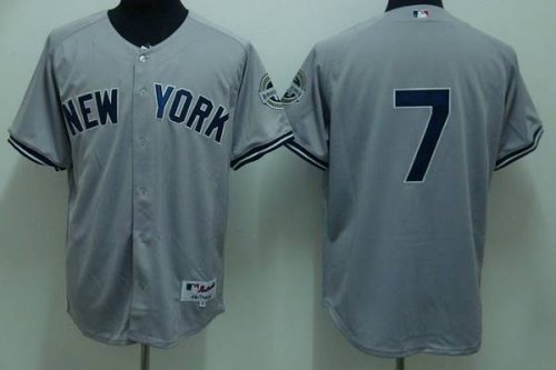 Jerseys Factory Cheap Yankees #7 Mickey Mantle Embroidered Grey