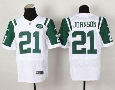 Jerseys Factory Cheap Nike Jets #21 Chris Johnson White Men's St
