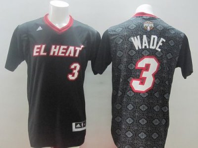 Jerseys Factory Cheap Heat #3 Dwyane Wade Black New Latin Nights