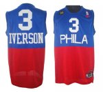 Jerseys Factory Cheap 76ers #3 Allen Iverson Red/Blue Reebok 10T