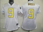 Jerseys Factory Cheap Saints #9 Drew Brees White Women's Sweethe