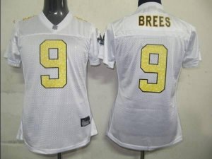 Jerseys Factory Cheap Saints #9 Drew Brees White Women's Sweethe