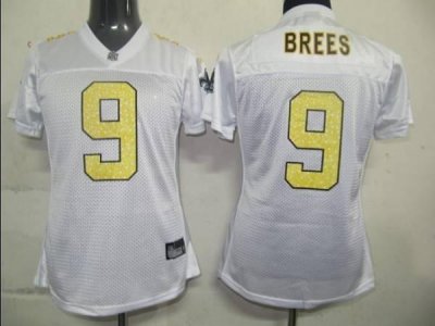 Jerseys Factory Cheap Saints #9 Drew Brees White Women's Sweethe
