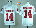 Jerseys Factory Cheap Sooners #14 Sam Bradford White AT&T Cotton