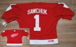 Jerseys Factory Cheap Red Wings #1 Terry Sawchuk Embroidered Red