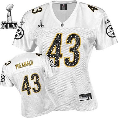 Jerseys Factory Cheap Steelers #43 Troy Polamalu White Women's S
