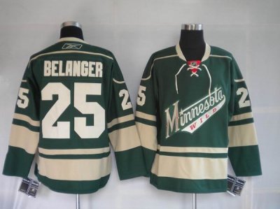 Jerseys Factory Cheap Wild #25 Eric Belanger Embroidered Green N