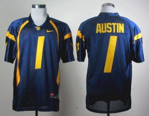 Jerseys Factory Cheap Mountaineers #1 Tavon Austin Navy Blue Emb