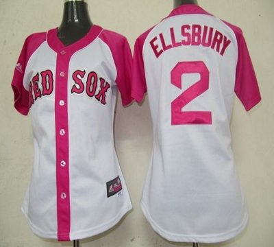 Jerseys Factory Cheap Red Sox #2 Jacoby Ellsbury White/Pink Wome