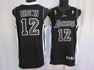 Jerseys Factory Cheap Lakers #12 Shannon Brown Embroidered Black