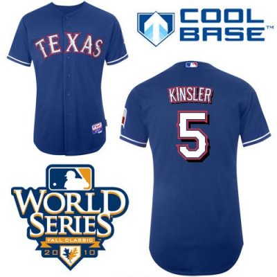 Jerseys Factory Cheap Rangers #5 Ian Kinsler Blue 2010 World Ser