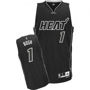 Jerseys Factory Cheap Heat #1 Chris Bosh Black Black Shadow Embr