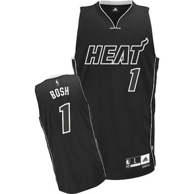 Jerseys Factory Cheap Heat #1 Chris Bosh Black Black Shadow Embr