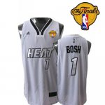 Jerseys Factory Cheap Heat Finals Patch #1 Chris Bosh White Silv