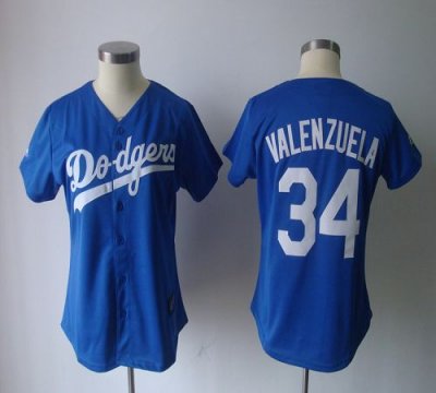 Jerseys Factory Cheap Dodgers #34 Fernando Valenzuela Blue Women