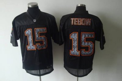 Jerseys Factory Cheap Broncos #15 Tim Tebow Black Sideline Unite
