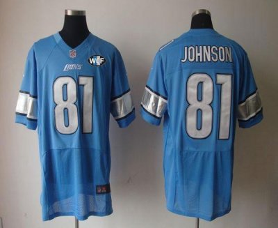 Jerseys Factory Cheap Nike Lions #81 Calvin Johnson Blue Team Co