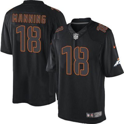 Jerseys Factory Cheap Nike Broncos #18 Peyton Manning Black Men'