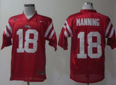 Jerseys Factory Cheap Rebels #18 Archie Manning Red Embroidered