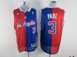 Jerseys Factory Cheap Clippers #3 Chris Paul Red/Blue Split Fash