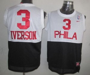 Jerseys Factory Cheap 76ers #3 Allen Iverson White/Black Nike Th