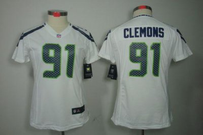 Jerseys Factory Cheap Nike Seahawks #91 Chris Clemons White Wome