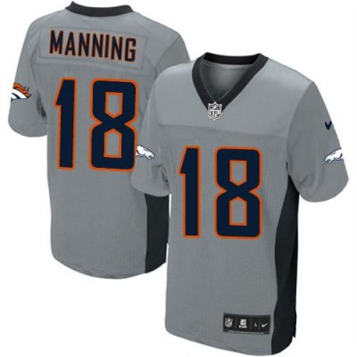 Jerseys Factory Cheap Nike Broncos #18 Peyton Manning Grey Shado