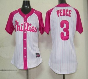 Jerseys Factory Cheap Phillies #3 Hunter Pence White/Pink Women'