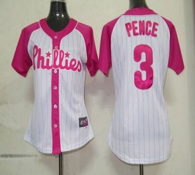 Jerseys Factory Cheap Phillies #3 Hunter Pence White/Pink Women'