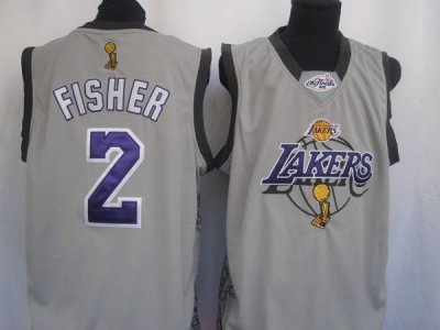 Jerseys Factory Cheap Lakers #2 Fisher Derek Grey 2010 Finals Co