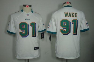 Jerseys Factory Cheap Nike Dolphins #91 Cameron Wake White Youth