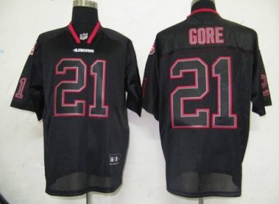 Jerseys Factory Cheap 49ers #21 Frank Gore Lights Out Black Stit