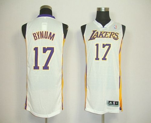 Jerseys Factory Cheap Revolution 30 Lakers #17 Andrew Bynum Whit