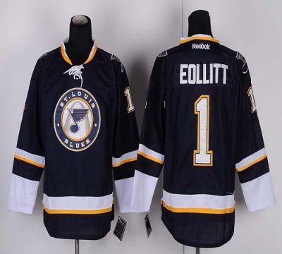 Jerseys Factory Cheap Blues #1 Brian Elliott Dark Blue Third Emb