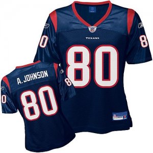 Jerseys Factory Cheap Texans #80 A.Johnson Blue Women's Team Col