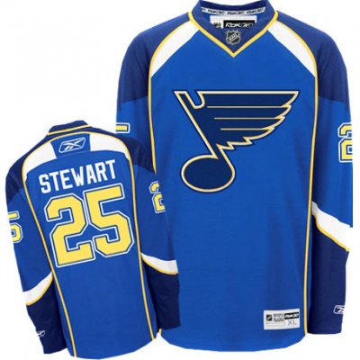 Jerseys Factory Cheap Blues #25 Stewart Dark Blue Embroidered NH