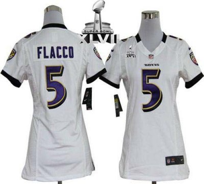 Jerseys Factory Cheap Nike Ravens #5 Joe Flacco White Super Bowl