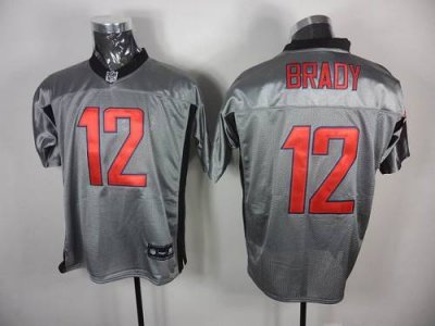 Jerseys Factory Cheap Patriots #12 Tom Brady Grey Shadow Stitche