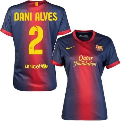 Jerseys Factory Cheap Women's Barcelona #2 Dani Alves Home Socce