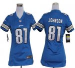Jerseys Factory Cheap Nike Lions #81 Calvin Johnson Light Blue T