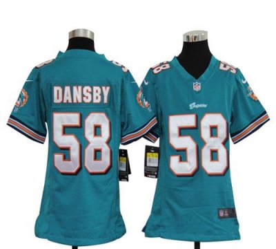 Jerseys Factory Cheap Nike Dolphins #58 Karlos Dansby Aqua Green