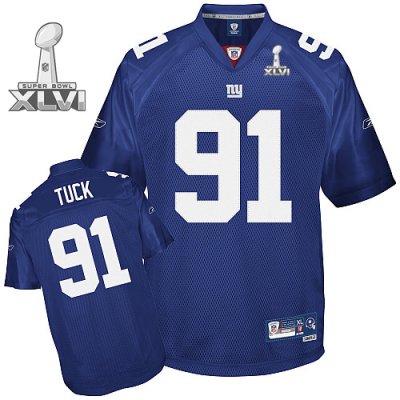 Jerseys Factory Cheap Giants #91 Justin Tuck Blue Super Bowl XLV