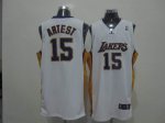 Jerseys Factory Cheap Lakers #15 Ron Artest White Embroidered NB