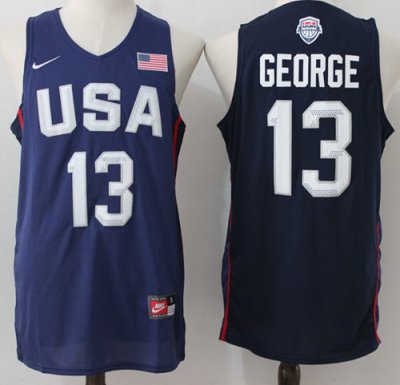 Jerseys Factory Cheap Nike Team USA #13 Paul George Navy Blue 20